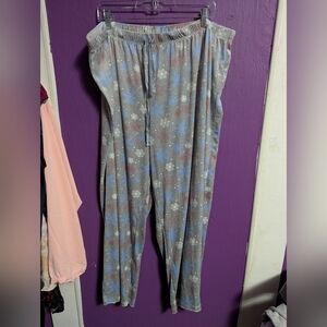 23. Goodnight Kiss Grey Velvet Snowflake Drawstring Pajama Pants 2X 18 20